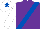 Silk - Purple, royal blue sash, white sleeves, white cap, royal blue star