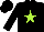 Silk - Black, lime green star front and back, black cap