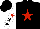 Silk - Black, red star, black stars on white sleeves, red star on black cap