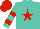 Silk - Turquoise, red star, red bars on sleeves, red cap
