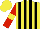 Silk - Yellow, black stripes, red sleeves with yellow armlets, yellow cap