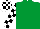 Silk - Emerald green body, white arms, black checked, white cap, black checked