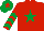 Silk - Red, emerald green star, chevrons on sleeves, emerald green cap, red star