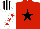 Silk - Red, black star, white sleeves, red stars, white and black striped cap