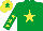 Silk - Emerald green body, yellow star, emerald green arms, yellow stars, yellow cap, emerald green star