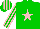 Silk - Green, pink star, pink stripes on sleeves, pink stripes on cap