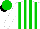 Silk - White, green stripes ,cap, black peak