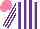 Silk - White purple stripes on body and sleeves, salmon cap