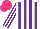 Silk - White purple stripes on body and sleeves, hot pink cap