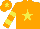 Silk - Orange, yellow star, hooped sleeves and star on cap