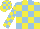 Silk - Yellow body, light blue checked, yellow and light blue checked sleeves, yellow and light blue checked cap