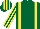 Silk - Dark green, yellow braces, stripes on sleeves, striped cap