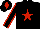 Silk - Black, red star, red seams on sleeves, black cap, red diamond