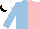Silk - Light blue, pink halved, white cap, black peak
