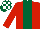 Silk - Red, dark green stripe, dark green and white check cap