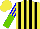 Silk - Yellow, black stripes, yellow sleeves, blue stripes, yellow and light green halved cap