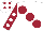 Silk - White, large maroon spots, maroon sleeves, white spots on sleeves, white cap, maroon spots on cap