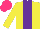 Silk - Yellow, purple stripe, hot pink cap