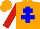 Silk - orange, blue cross of lorraine, red sleeves, orange cap