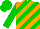 Silk - green and orange diagonal stripes, green sleeves and cap