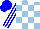 Silk - Light blue, white blocks, blue stripes on white sleeves,  blue cap