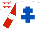 Silk - White, royal blue cross of lorraine, red sleeves, white armlet, white cap, red stars