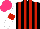 Silk - Black, red stripes, white sleeves with red armbands, hot pink cap