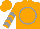 Silk - Orange, grey circle, grey chevrons on sleeves