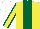 Silk - Yellow, dark green stripe,yellow sleeves , dark green seams, white cap