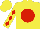 Silk - Yellow, red ball, red diamonds on sleeves