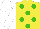 Silk - Yellow, kelly green dots, white sleeves and cap
