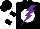 Silk - Black, purple lightning bolt on white ball, black bars on white sleeves