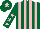 Silk - Dark green and pink stripes, dark green sleeves, pink stars, dark green cap, pink star