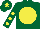 Silk - Dark green, yellow disc, yellow spots on sleeves, yellow star on cap