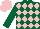 Silk - Dark green & pink diamonds, pink cap