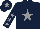 Silk - Dark blue, grey star, dark blue arms, grey stars, dark blue cap, grey star