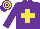 Silk - Purple, yellow cross, purple and yellow hooped cap