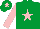 Silk - Emerald green, pink star, pink sleeves, emerald green cap, pink star