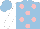 Silk - Light blue, pink spots, white sleeves