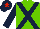 Silk - Light green, dark blue cross sashes & sleeves, dark blue cap, red star