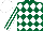 Silk - Forest green, white diamonds, white stripes on sleeves, white cap