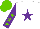 Silk - White, purple star, purple sleeves, light green stars and cap