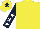 Silk - Yellow, dark blue sleeves, white stars, yellow cap, dark blue star