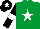 Silk - Emerald green, white star, black sleeves, white armlet, black cap, white star