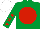Silk - EMERALD GREEN, RED disc, EMERALD GREEN sleeves, RED stars, WHITE cap