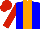 Silk - blue, orange stripe, red sleeves and cap