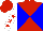 Silk - Red and blue quartered diagonally, white sleeves, red stars, red cap