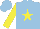 Silk - Light blue , yellow star, yellow sleeves, light blue braces, light blue cap,