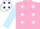 Silk - Pink, Light Blue spots and sleeves, White cap, Dark Blue spots