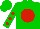 Silk - Green, red ball, red spots on sleeves, green cap